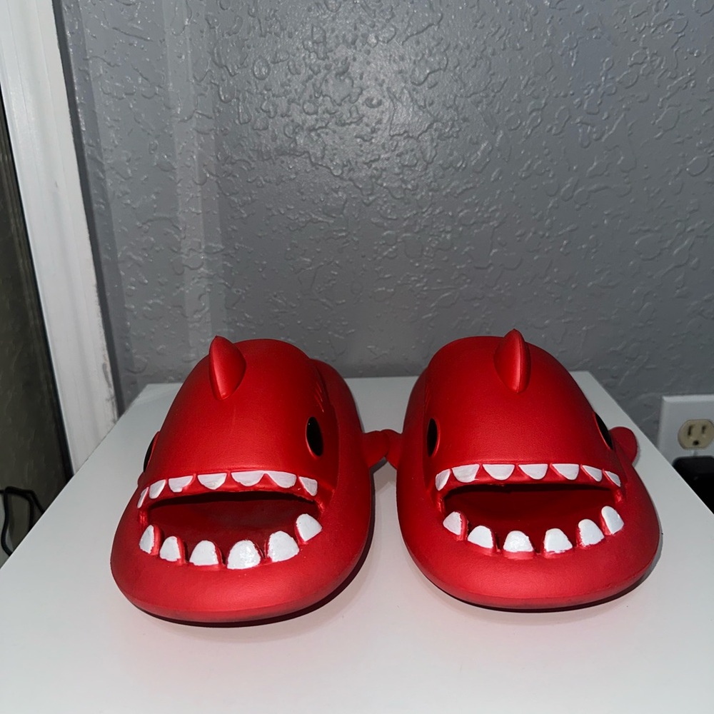 Red Shark Slippers
